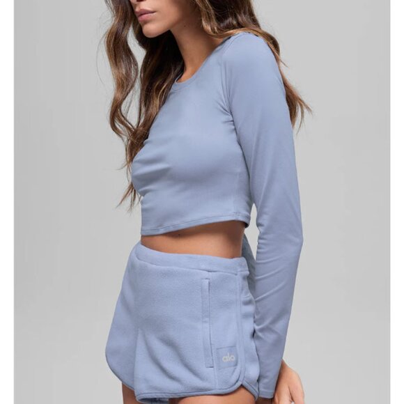 NWT Alosoft Crop Finesse Long Sleeve in Winter Frost Size M - Picture 2 of 3